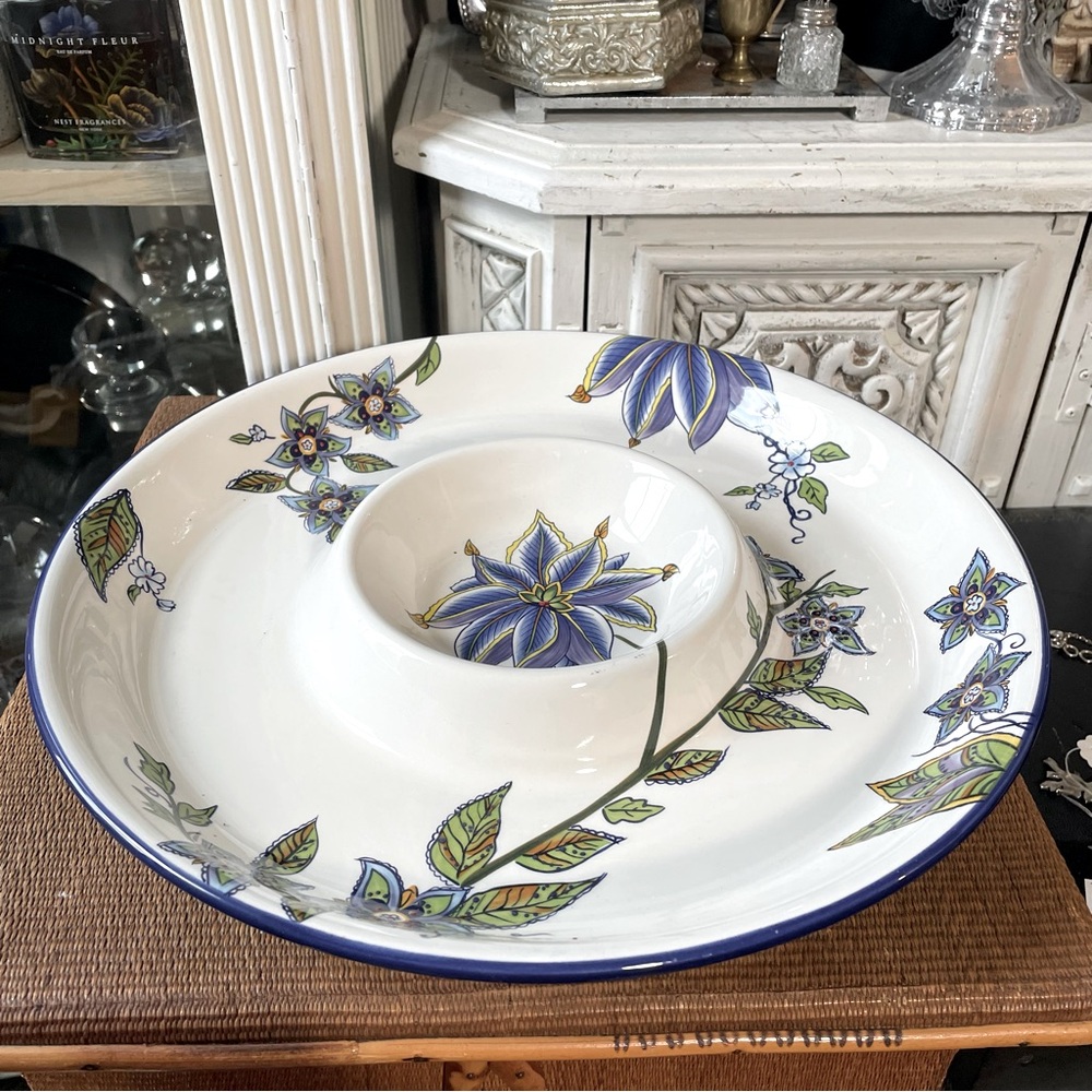 Home Accents White blue Floral serving appetizer platter veggie tray